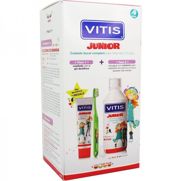vitis junior pack gel dentifrico 75ml colutorio 500ml cepillo junior
