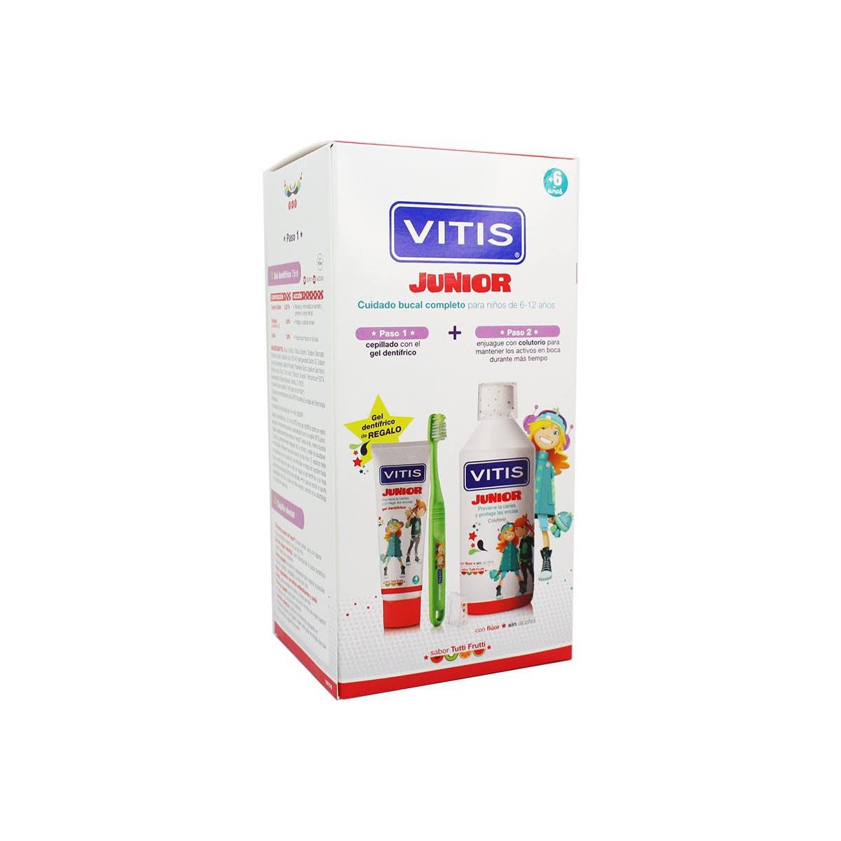 vitis junior pack gel dentifrico 75ml colutorio 500ml cepillo junior